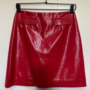Alexa Chung red patent leather mini skirt